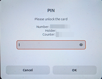Screenshot of pinentry-gnome3 asking for the PGP key PIN